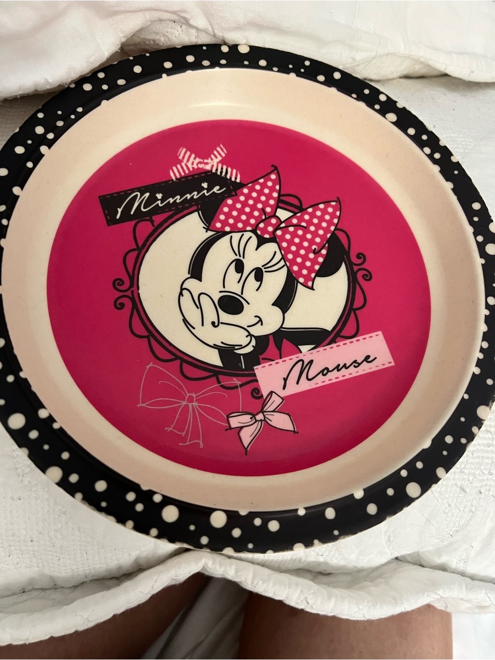 Disney Minnie Mouse Retro Pink Party Plate - Polka Dot Design
